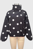 Polka Dot Stand Collar Zip-Up Jacket