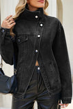 Stand Collar Asymmetric Button-Front Jacket
