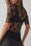 Sheer Floral Lace Fitted Top