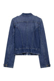 Zip-Front Cropped Denim Jacket