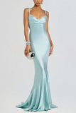 Satin Cowl Neck Mermaid Maxi Dress