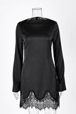 Long-Sleeve Lace-Trim Casual Dress