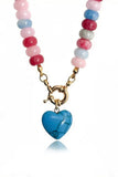 Multi-Strand Beaded Necklace with Heart Charm