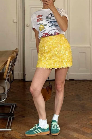 Sequin A-Line Mini Skirt
