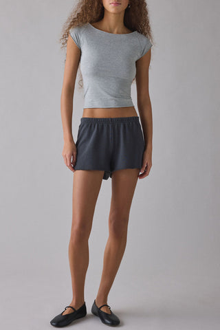 Polka Dot Cap Sleeve Boat Neck Crop Top