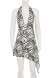 Zebra Print Halter Dress