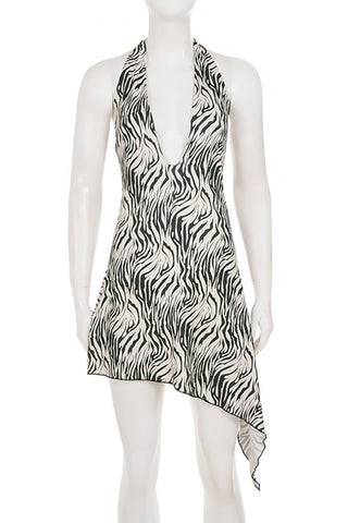 Zebra Print Halter Dress