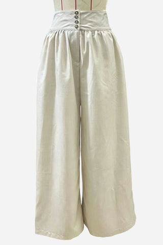 Button Front High Waist Wide Leg Pants