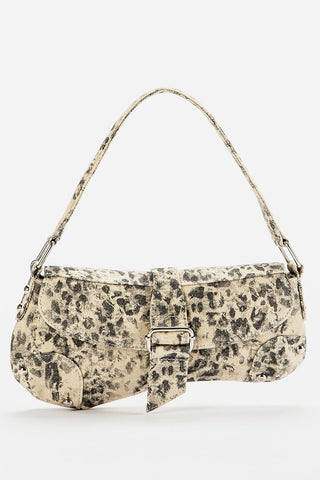 Spotted Print Buckle Strap Shoulder Bag