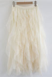 Layered Lace Mesh Ruffle Midi Skirt
