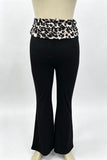 Polka Dot Ruched Waist Flare Casual Pants