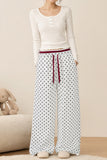 Polka Dot Drawstring Wide-Leg Casual Pants