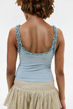 Ruffle Trim Polka Dot Tank Top