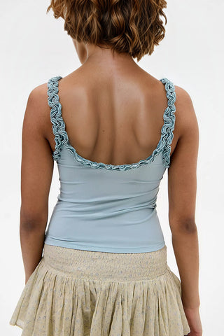 Ruffle Trim Polka Dot Tank Top
