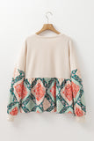 Patchwork Lantern Sleeve Top