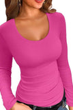 Ribbed Scoop Neck Long Sleeve T-Shirt