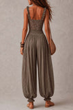 Lace Bodice Ruffle Strap Balloon Leg Jumpsuit