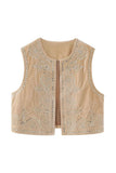 Floral Crew Neck Sleeveless Vest