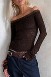 Off-Shoulder Lace Ruched Long Sleeve Top
