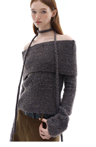 High-Neck Knit Sweater