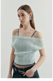 Ribbed Knit Off-Shoulder Fitted Top