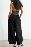 Elastic Waist Wide-Leg Jeans