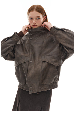 Two-Tone Vintage Leather Jacket