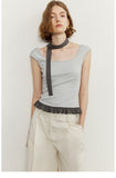 Ruffled Hem Tank Top with Tie Detail