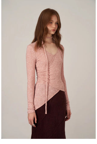 Asymmetric Wrap Long-Sleeve Top