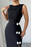 Elegant Bow Accent Casual Dress