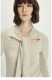 Long-Sleeve Tie-Neck Top