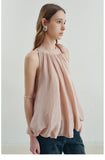 Tie-Shoulder Pleated Back Blouse