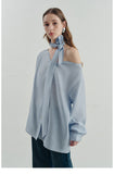 Pearl Sheen Tie-Neck Blouse