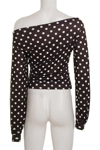 Asymmetrical Polka Dot Blouse