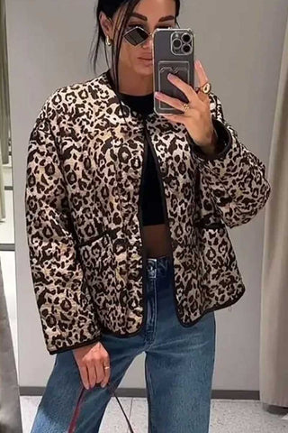 Animal Print Button Front Jacket