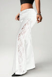 Sheer Lace Side Pleated Pants