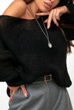 Sheer V-Neck Loose Knit Sweater