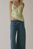 Lace Halter Tie-Front Tank