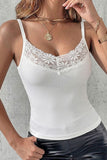 Floral Lace Trim Ribbed Cami