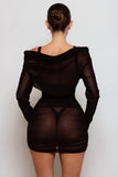 Sheer One-Shoulder Ruched Bodycon Dress