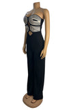 Strapless Jumpsuit with Geometric Design