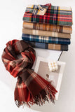 Plaid Fringed Wrap Scarf