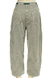 Striped Drawstring Straight Jeans
