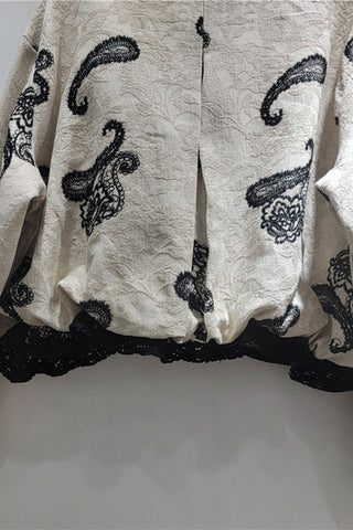 Paisley Lace Trim Cropped Jacket