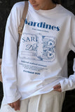 Sardines Graphic Crew Neck Long Sleeve Top