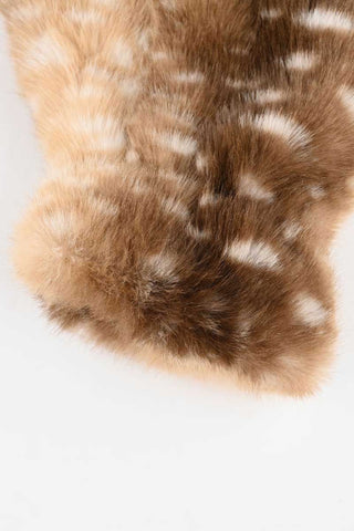 Spotted Faux Fur Mitten Gloves