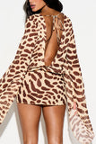 Lace-Up V-Neck Leopard Mini Dress