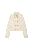 Button Double-Breasted Crop Jacket
