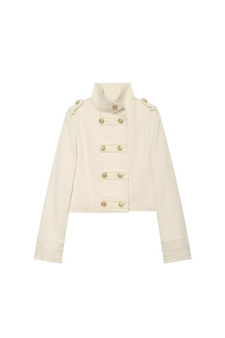 Button Double-Breasted Crop Jacket