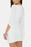 Lace Trim Puff Sleeve Mini Dress